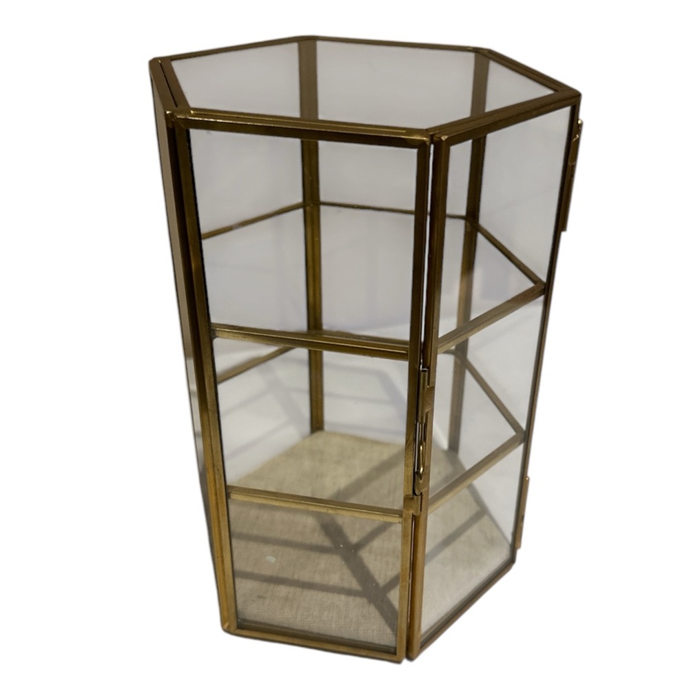 Elegant Gold Glass Display Case 8” height 6” wide